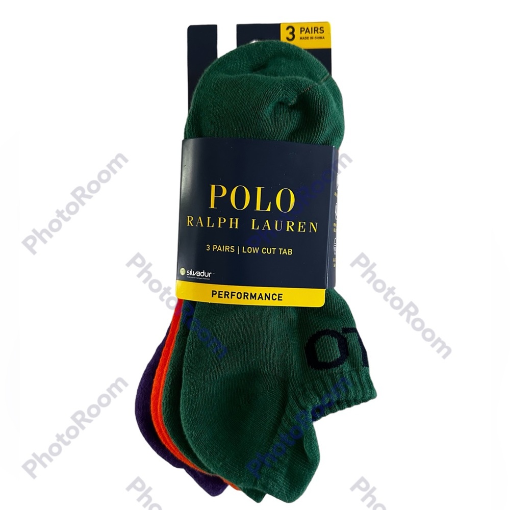 POLO RALPH LAUREN PERFORMANCE LOW CUT TAB SOCKS 3 PACK.NWT